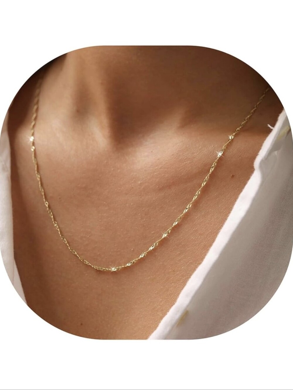 Fine Twisted Gold Chain Necklace for Women